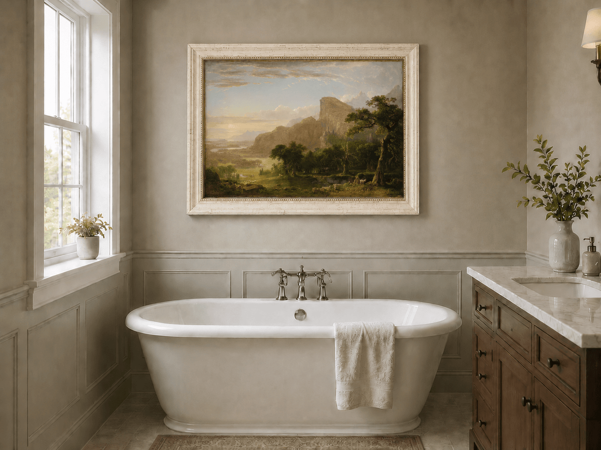 Peinture à l'huile de paysage - Pics éthérés et murmures verdoyants