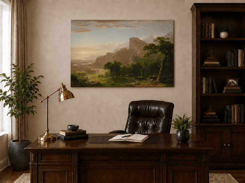 Peinture à l'huile de paysage - Pics éthérés et murmures verdoyants