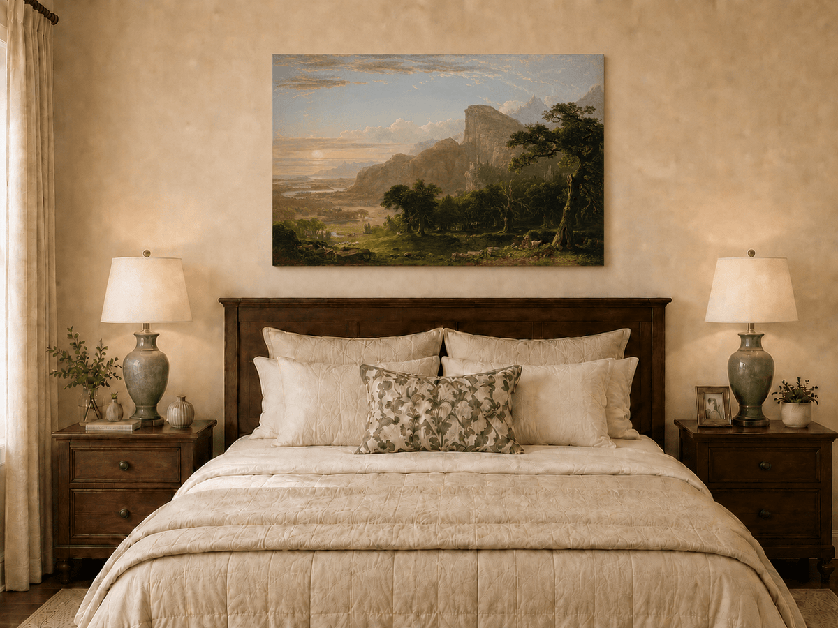 Peinture à l'huile de paysage - Pics éthérés et murmures verdoyants