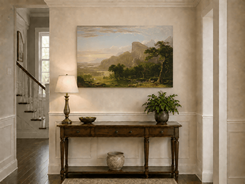 Peinture à l'huile de paysage - Pics éthérés et murmures verdoyants
