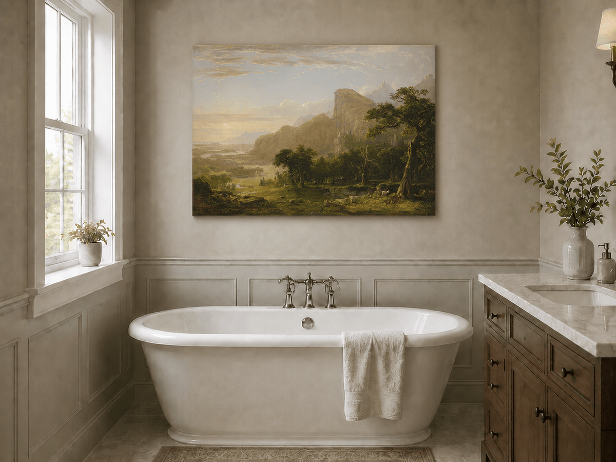 Peinture à l'huile de paysage - Pics éthérés et murmures verdoyants