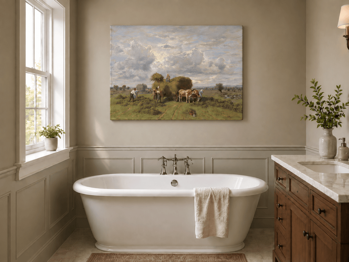 Landscape Oil Painting - European Rural Harvest Landscape Oil