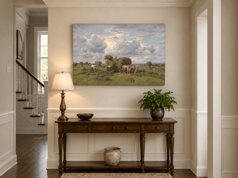 Landscape Oil Painting - European Rural Harvest Landscape Oil