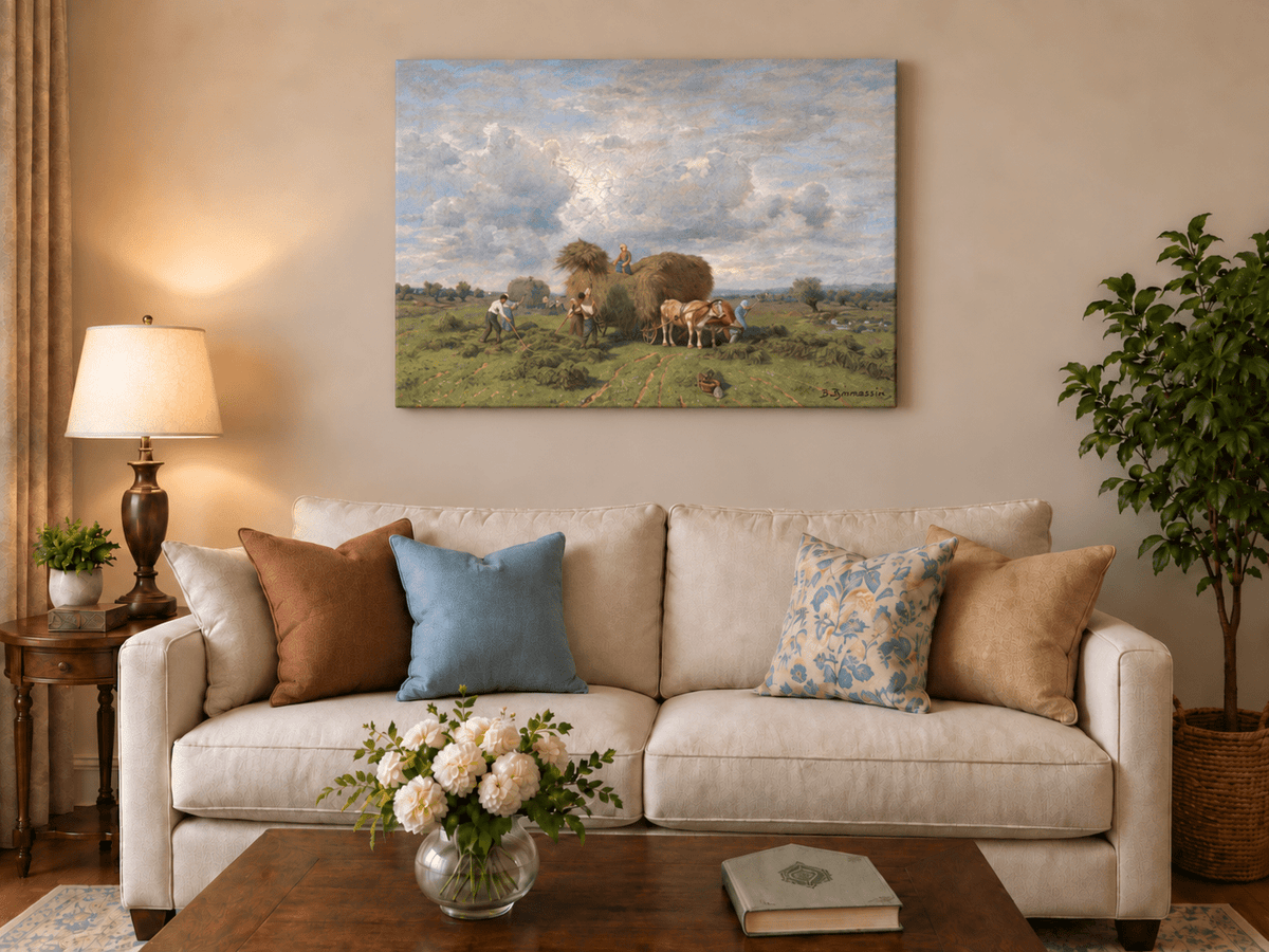 Landscape Oil Painting - European Rural Harvest Landscape Oil