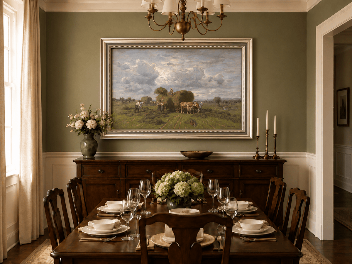 Landscape Oil Painting - European Rural Harvest Landscape Oil