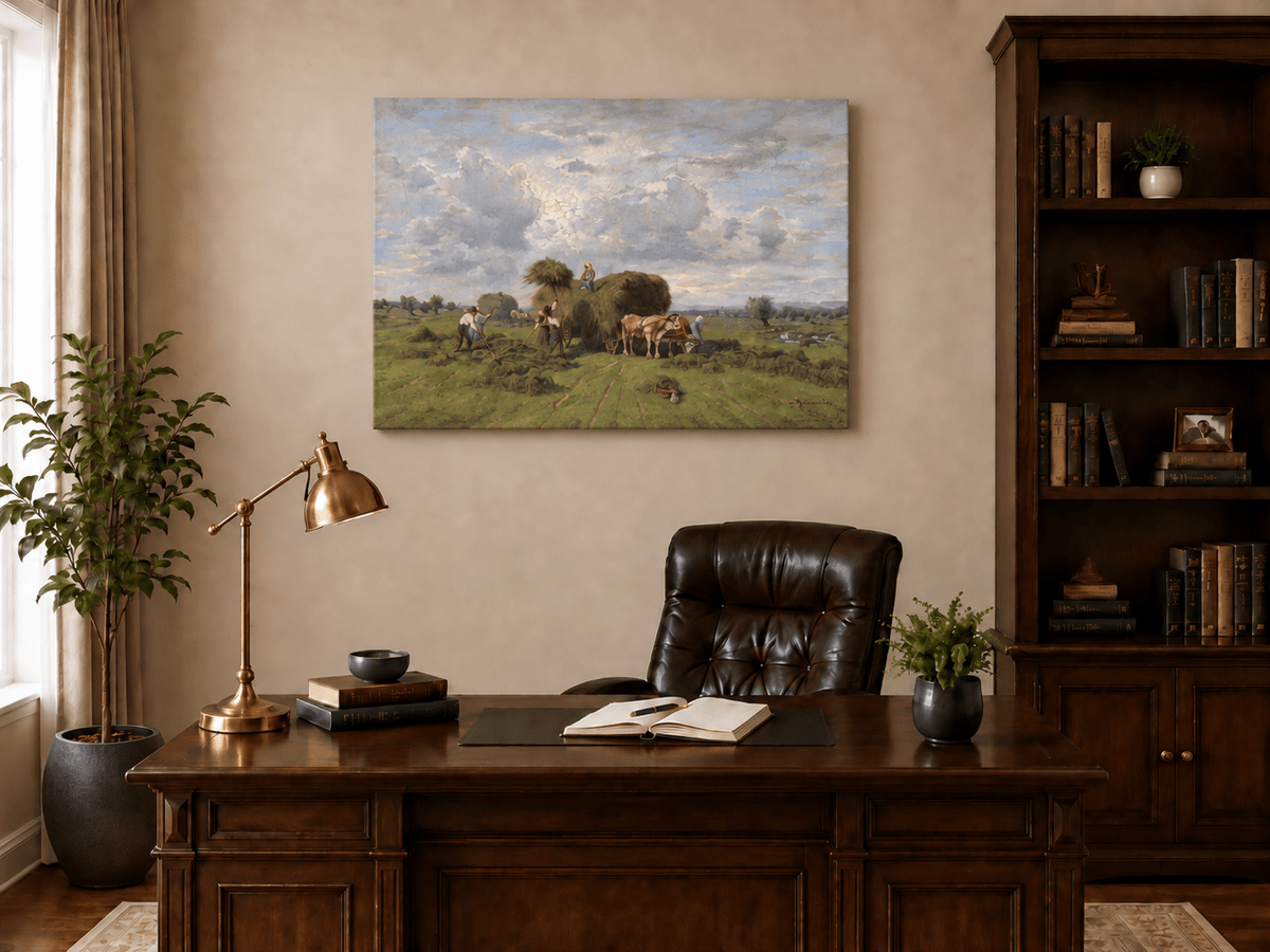 Landscape Oil Painting - European Rural Harvest Landscape Oil