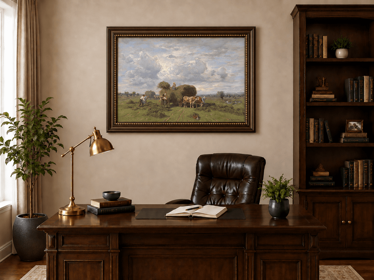 Landscape Oil Painting - European Rural Harvest Landscape Oil