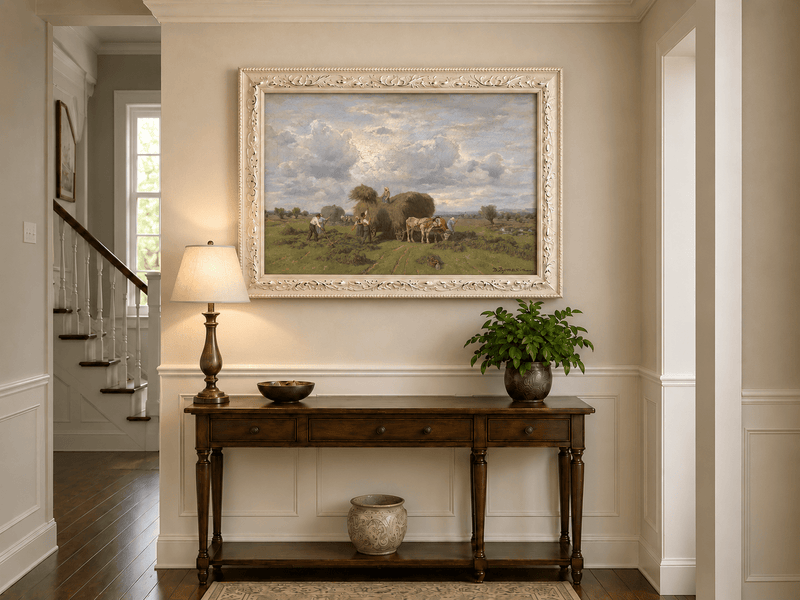 Landscape Oil Painting - European Rural Harvest Landscape Oil