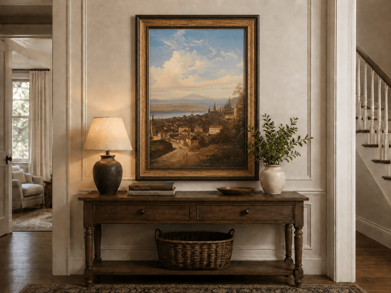 Landscape Oil Painting - European Town Panorama | Hand-Painted