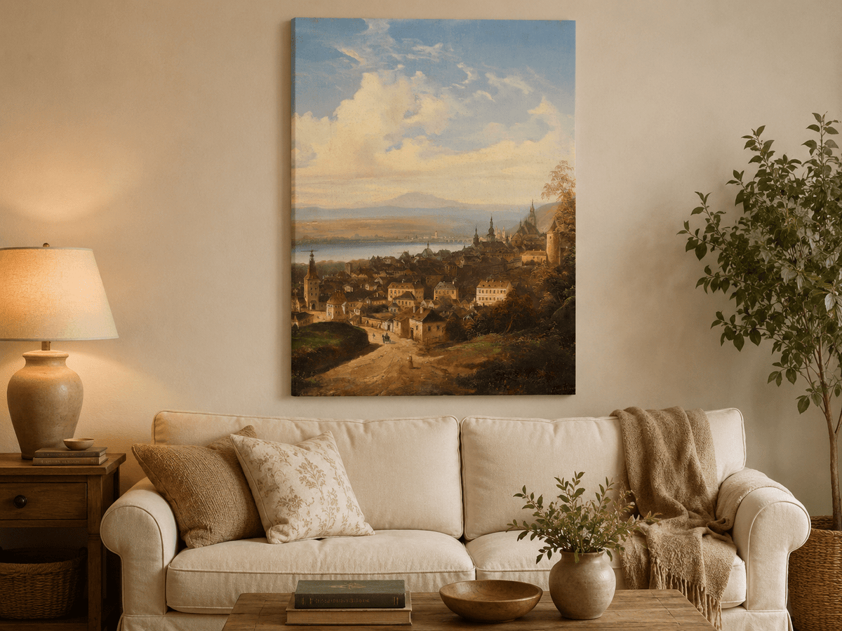 Landscape Oil Painting - European Town Panorama | Hand-Painted