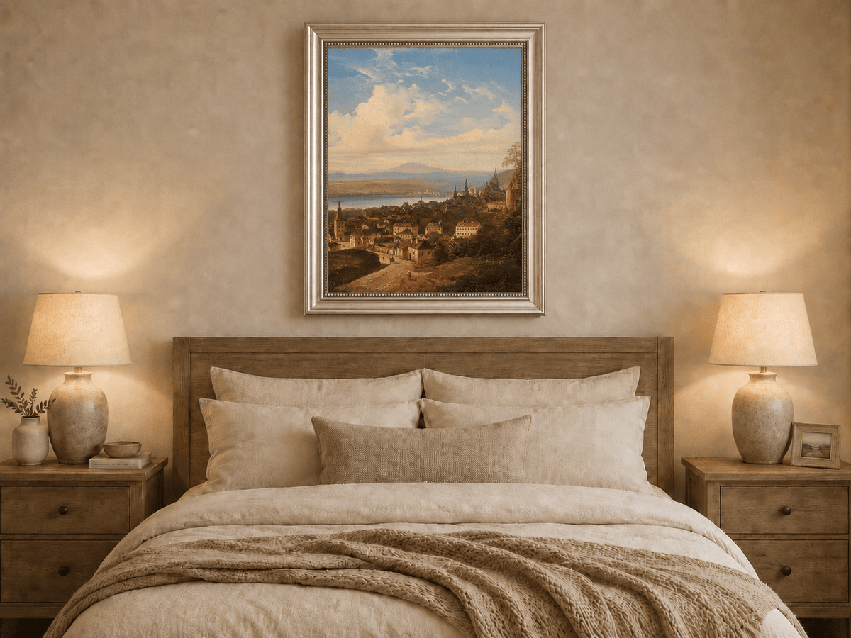 Landscape Oil Painting - European Town Panorama | Hand-Painted