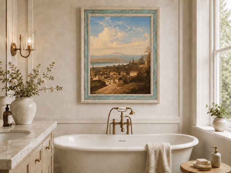 Landscape Oil Painting - European Town Panorama | Hand-Painted