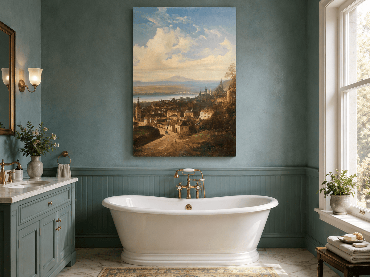 Landscape Oil Painting - European Town Panorama | Hand-Painted