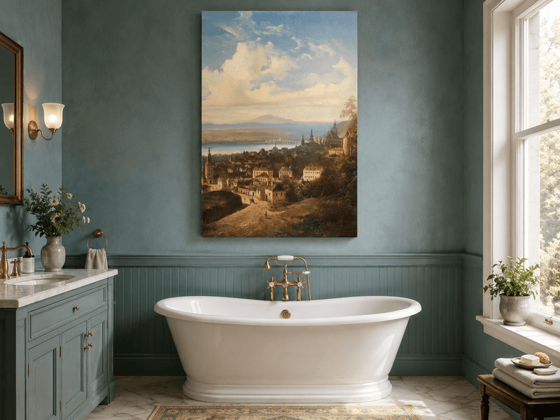 Landscape Oil Painting - European Town Panorama | Hand-Painted