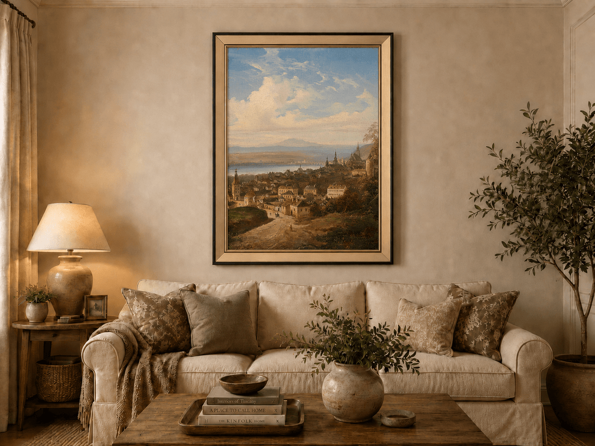 Landscape Oil Painting - European Town Panorama | Hand-Painted