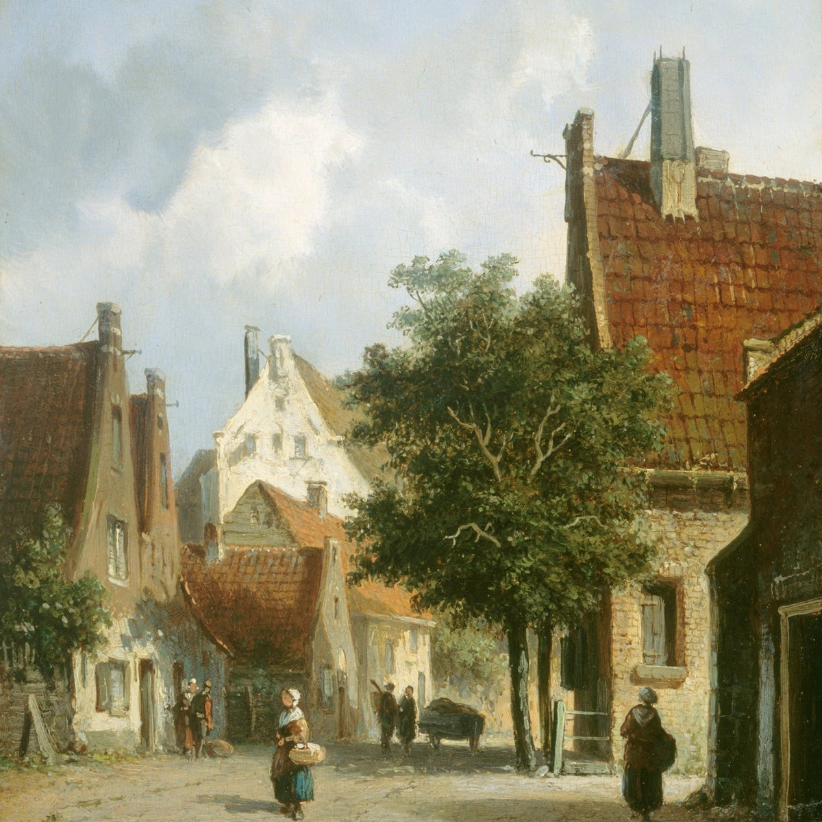 Landscape Oil Painting - European Village Street Scene - Oil Painting Haven
