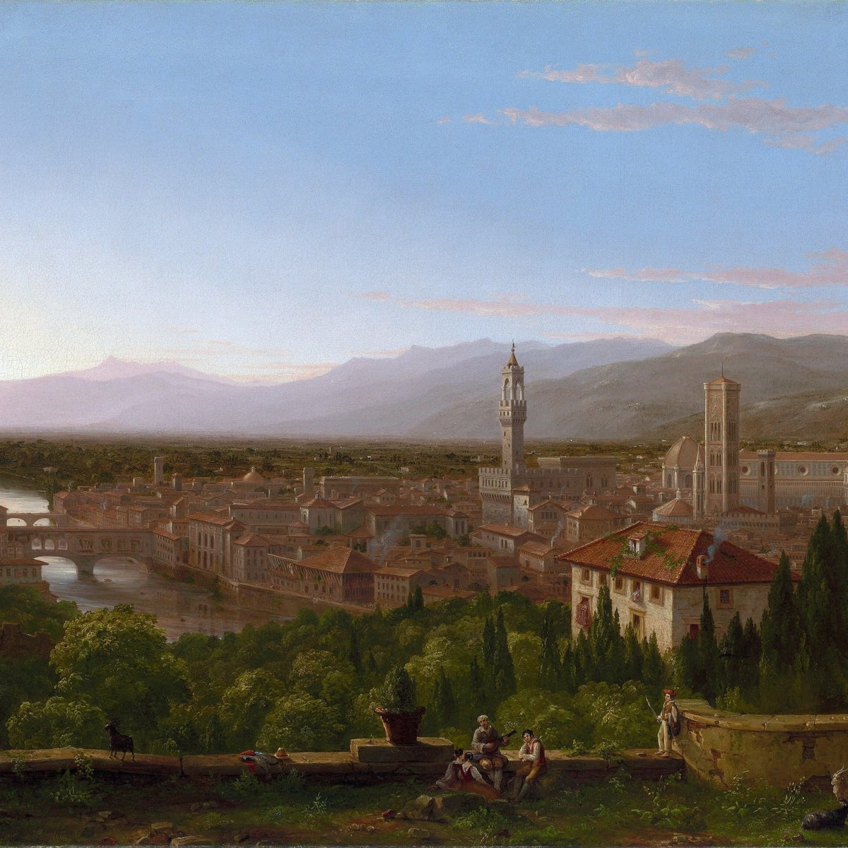 Landscape Oil Painting - Florence cityscape & iconic dome, Arno River - Oil Painting Haven