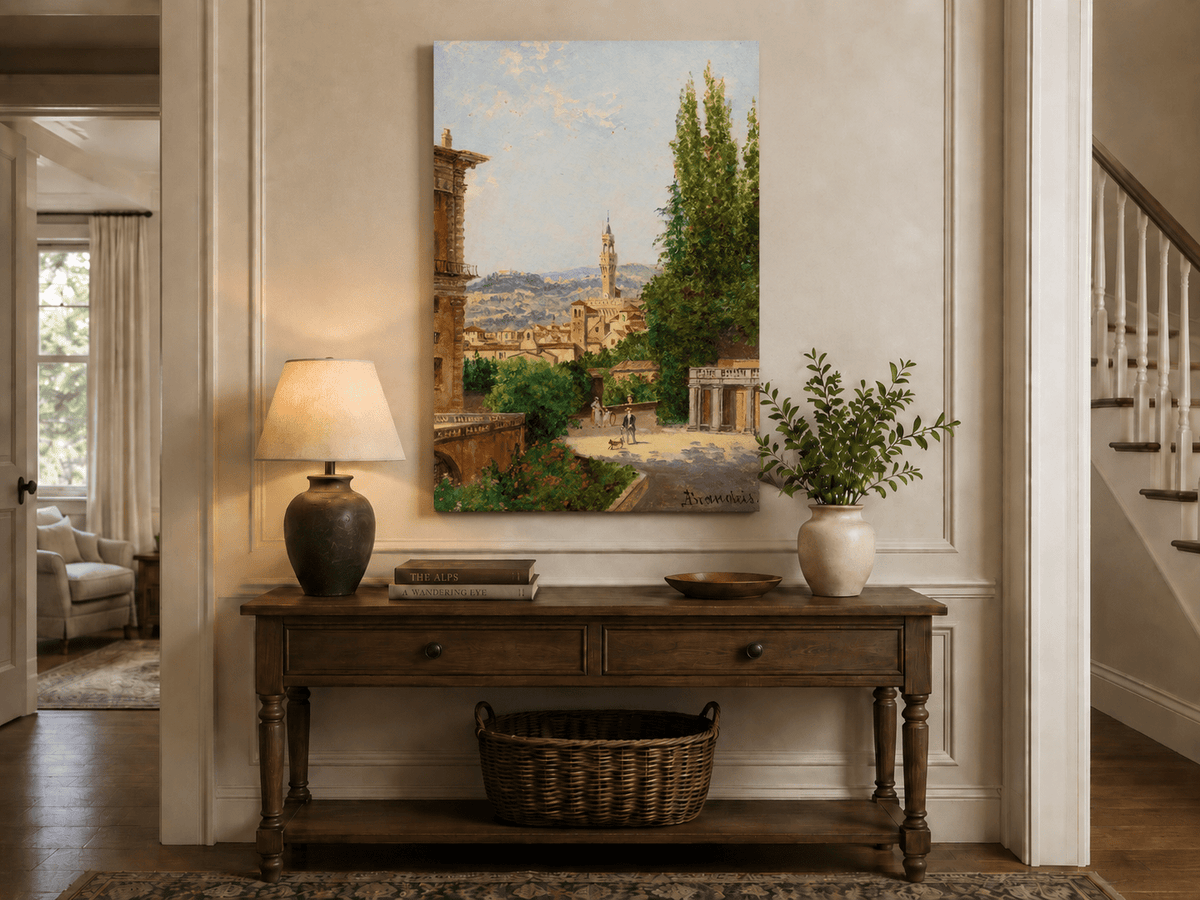 Landscape Oil Painting - Florence Garden with Palazzo Vecchio