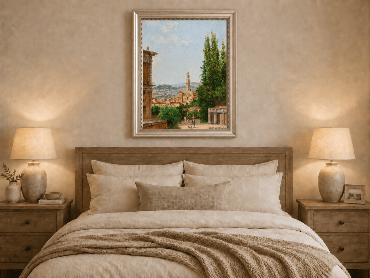 Landscape Oil Painting - Florence Garden with Palazzo Vecchio