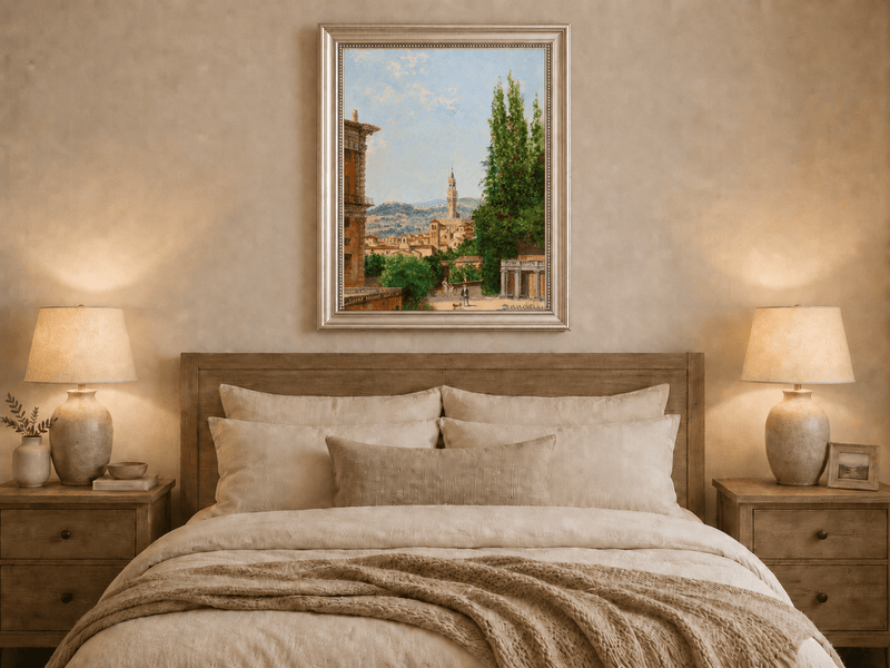 Landscape Oil Painting - Florence Garden with Palazzo Vecchio