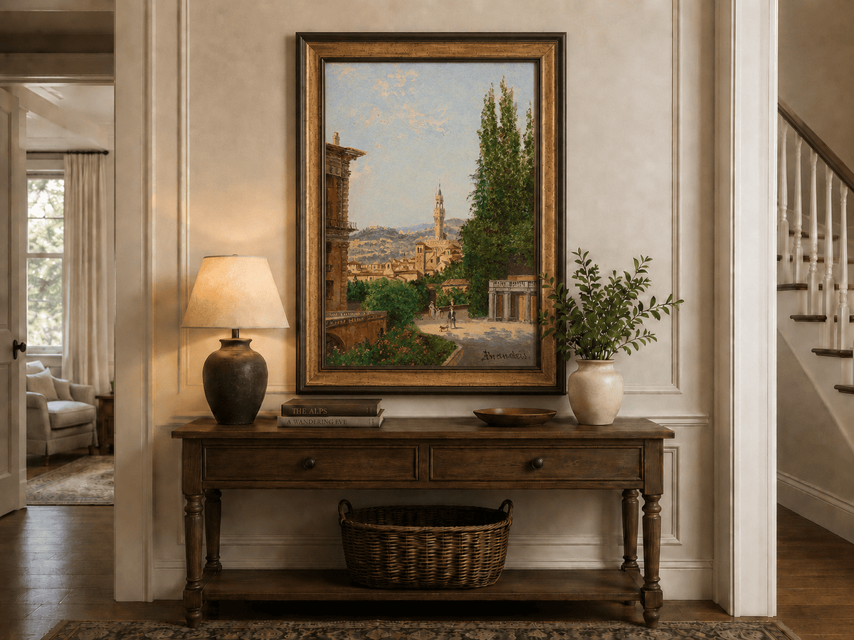 Landscape Oil Painting - Florence Garden with Palazzo Vecchio
