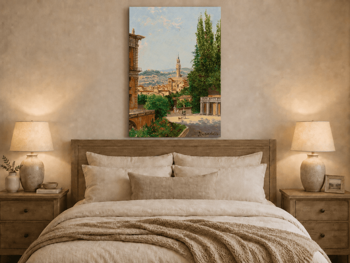 Landscape Oil Painting - Florence Garden with Palazzo Vecchio