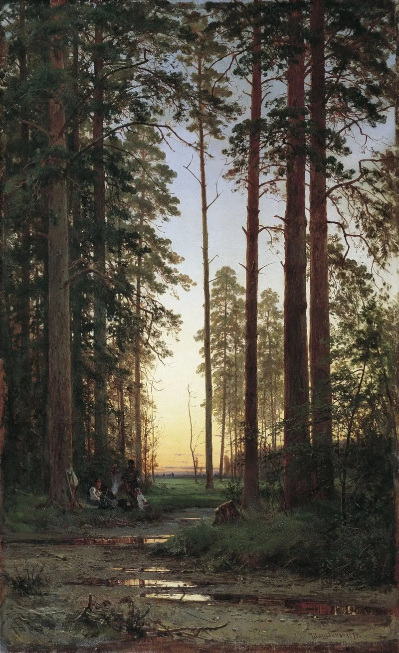 Landscape Oil Painting - Forest at Dusk with Figures Wall Art - Oil Painting Haven