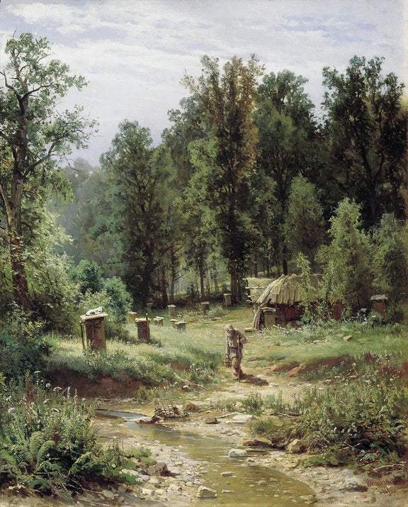 Landscape oil painting of a forest cottage beside a stream path with textured brushwork on canvas, hand painted oil painting . - Add Frame, Canvas, Cottage, Country, Figure, Forest, Hand Painted, Landscape, Made To Order, Oil Painting, River, Road