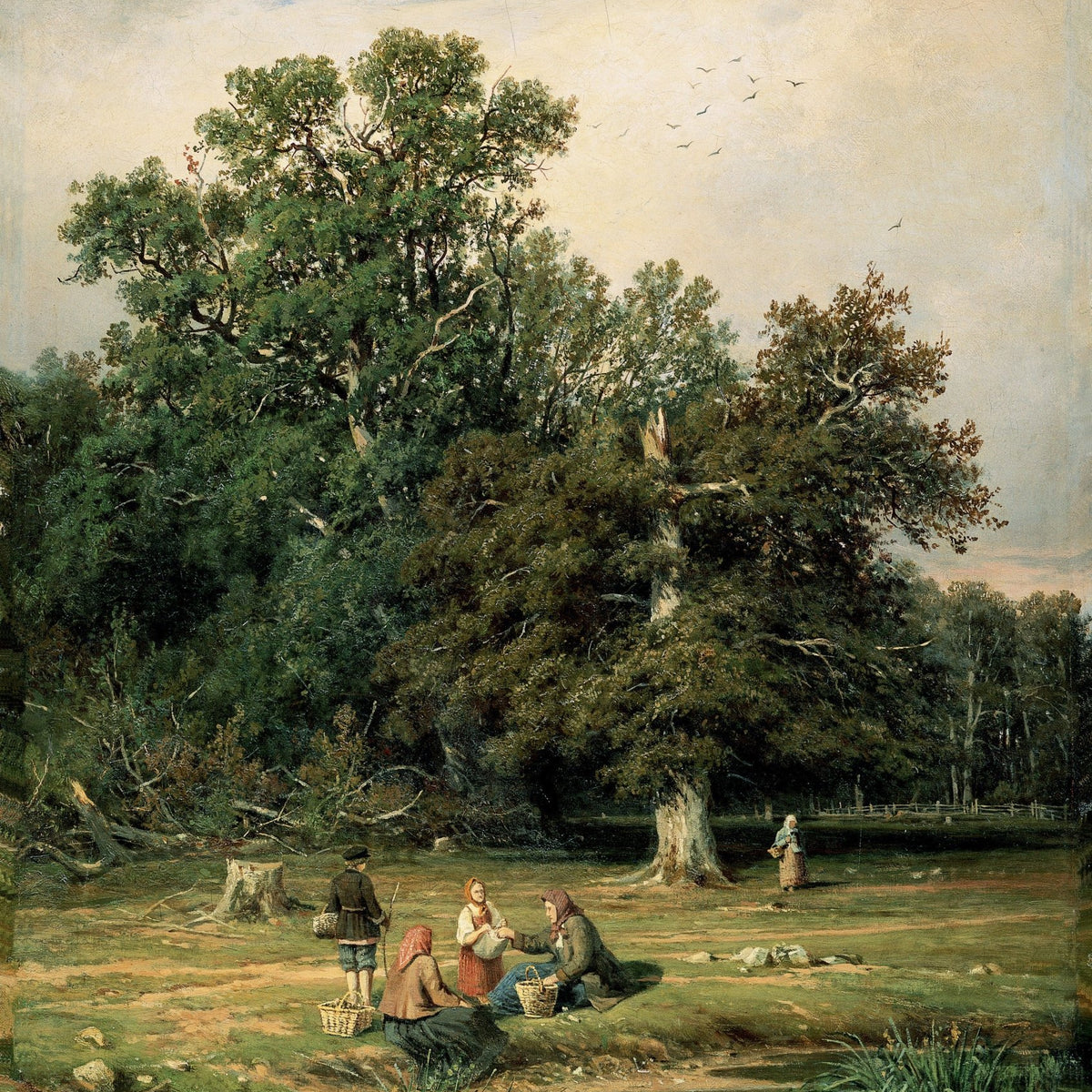 Landschafts-Ölgemälde – Waldfiguren am Bach