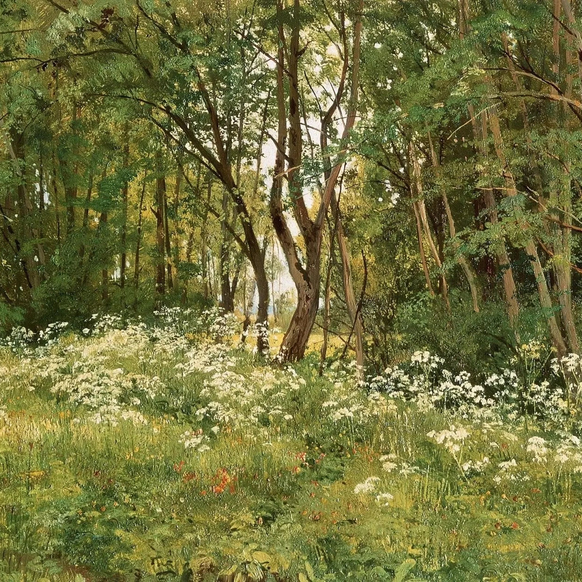 Landscape Oil Painting - Forest Glade with Wildflowers Wall Art - Oil Painting Haven