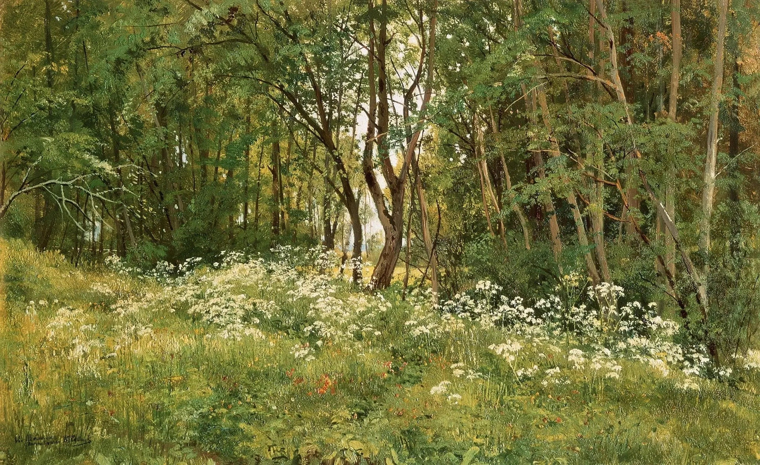 Landscape Oil Painting - Forest Glade with Wildflowers Wall Art - Oil Painting Haven