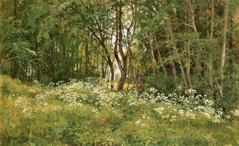 Landscape Oil Painting - Forest Glade with Wildflowers Wall Art - Oil Painting Haven