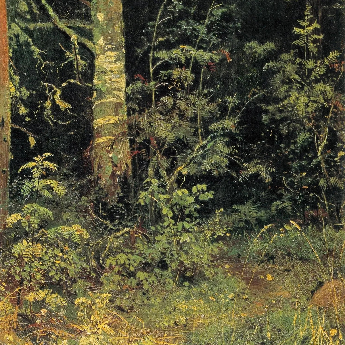 Landscape Oil Painting - Forest Interior with Foliage Wall Art - Oil Painting Haven