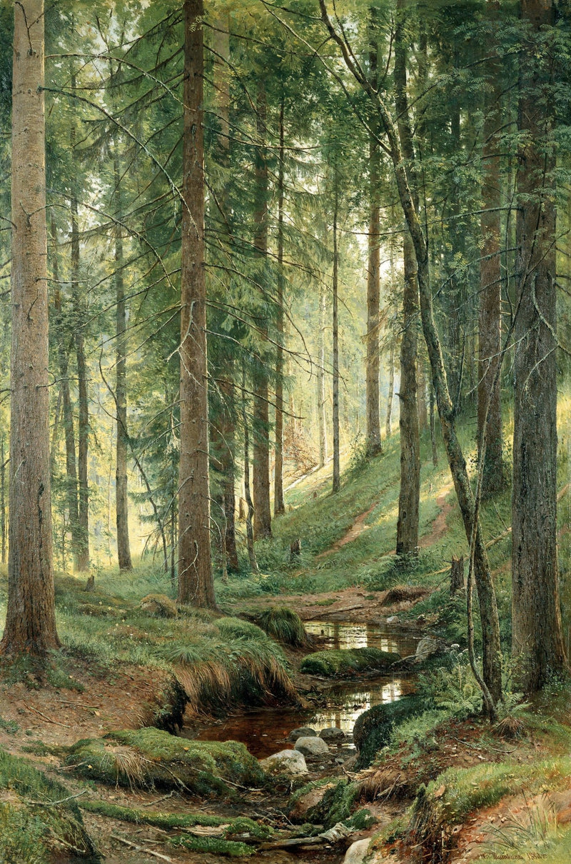 Landscape Oil Painting - Forest Path and Quiet Stream - Oil Painting Haven