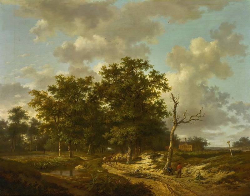 Landscape Oil Painting - Forest Path, Cottage and Cloudy Sky - Oil Painting Haven