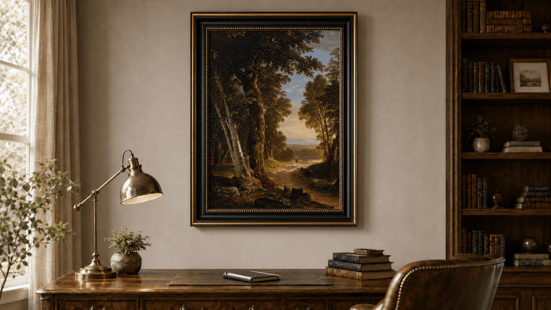 Landscape Oil Painting - Forest Path Shepherd & Sheep