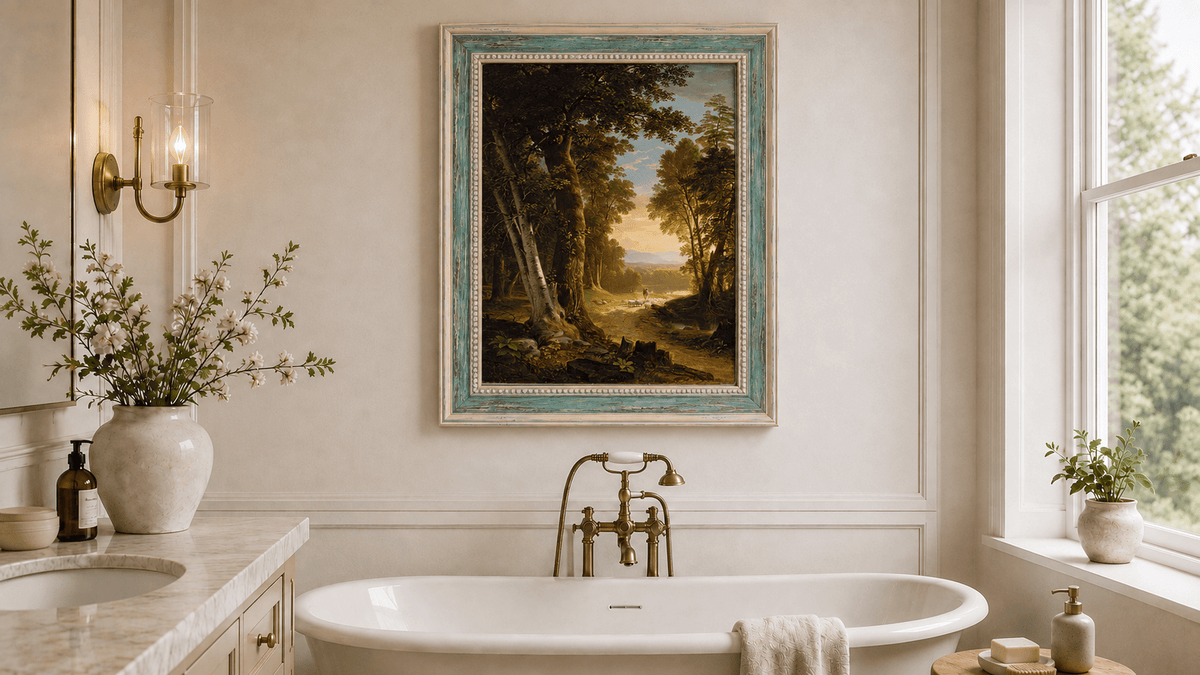 Landscape Oil Painting - Forest Path Shepherd & Sheep