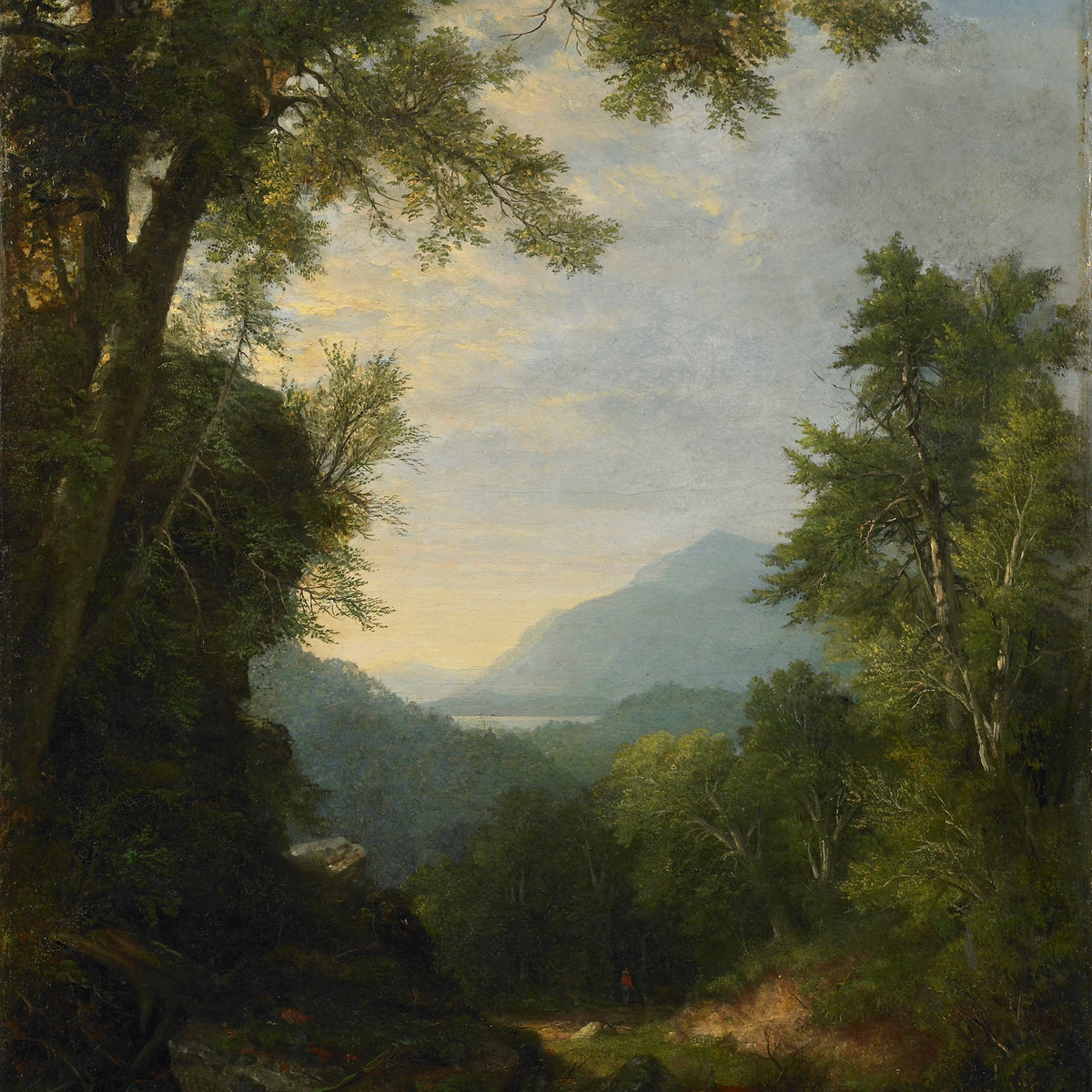 Landscape Oil Painting - Forest Path to Distant Mountains - Oil Painting Haven