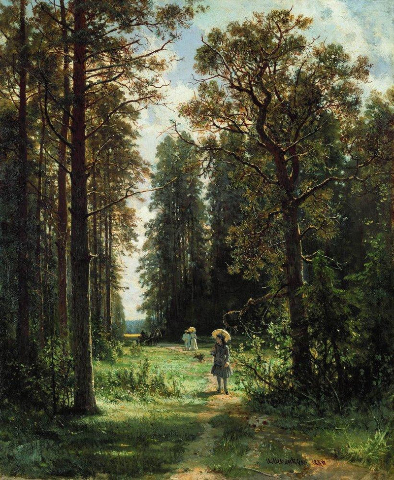 Landscape Oil Painting - Forest Path with Figures Wall Art - Oil Painting Haven