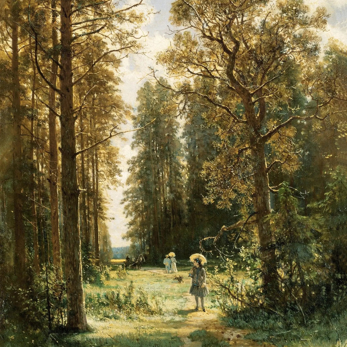 Landscape Oil Painting - Forest Path with Figures Wall Art - Oil Painting Haven