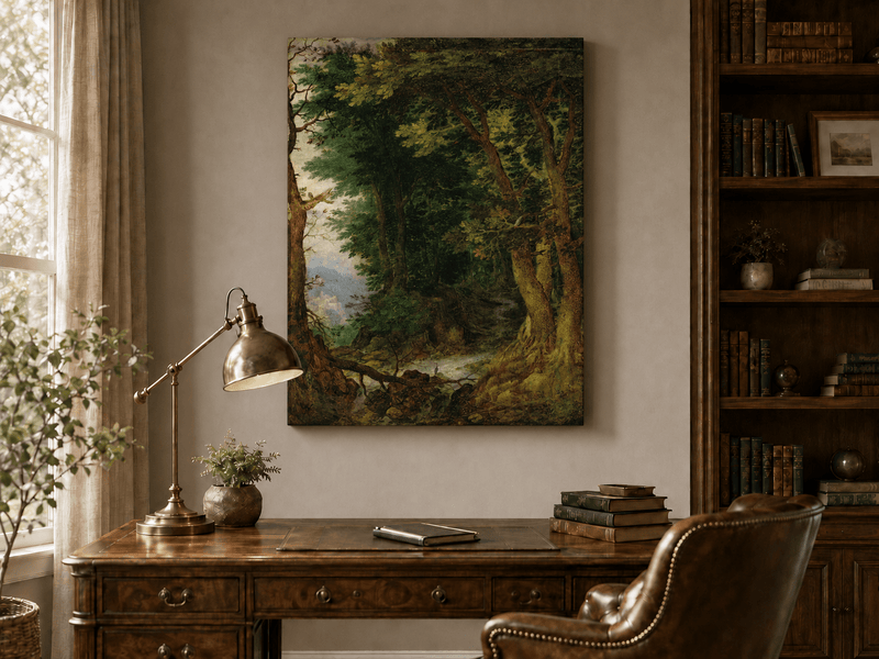 Landscape Oil Painting - Forest Path with Stream & Castle