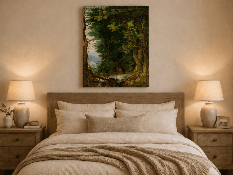 Landscape Oil Painting - Forest Path with Stream & Castle
