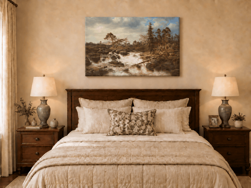 Landscape Oil Painting - Forest Rapids, Rocky Stream, Dramatic