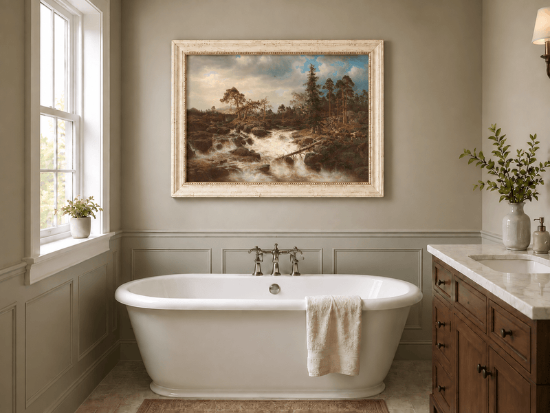Landscape Oil Painting - Forest Rapids, Rocky Stream, Dramatic