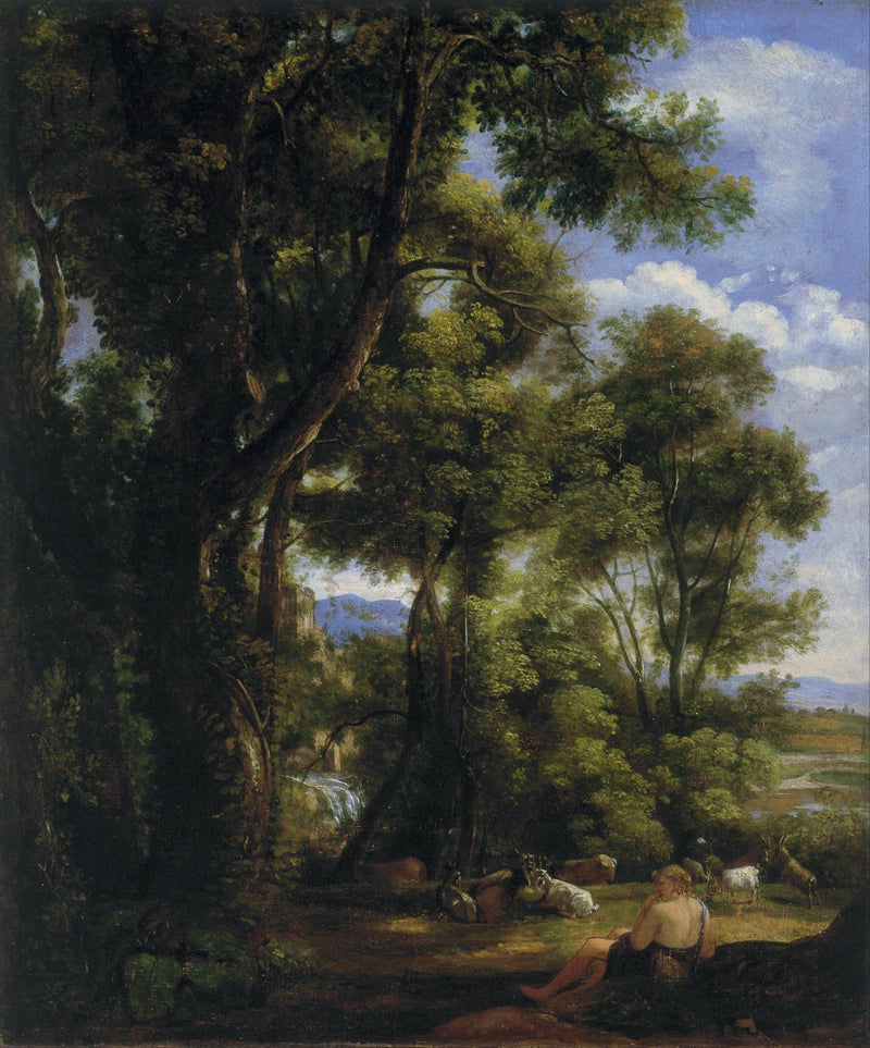 Landscape Oil Painting - Forest Scene with Figure and Animals Wall Art - Oil Painting Haven