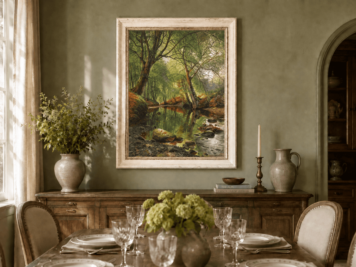 Peinture à l'huile de paysage - Peinture à l'huile de paysage de ruisseau forestier