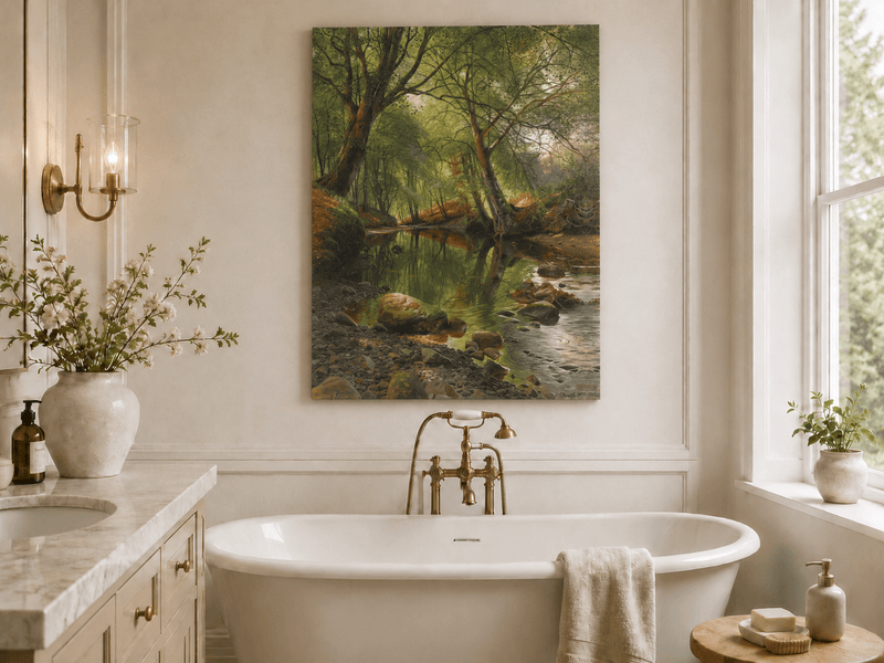 Peinture à l'huile de paysage - Peinture à l'huile de paysage de ruisseau forestier