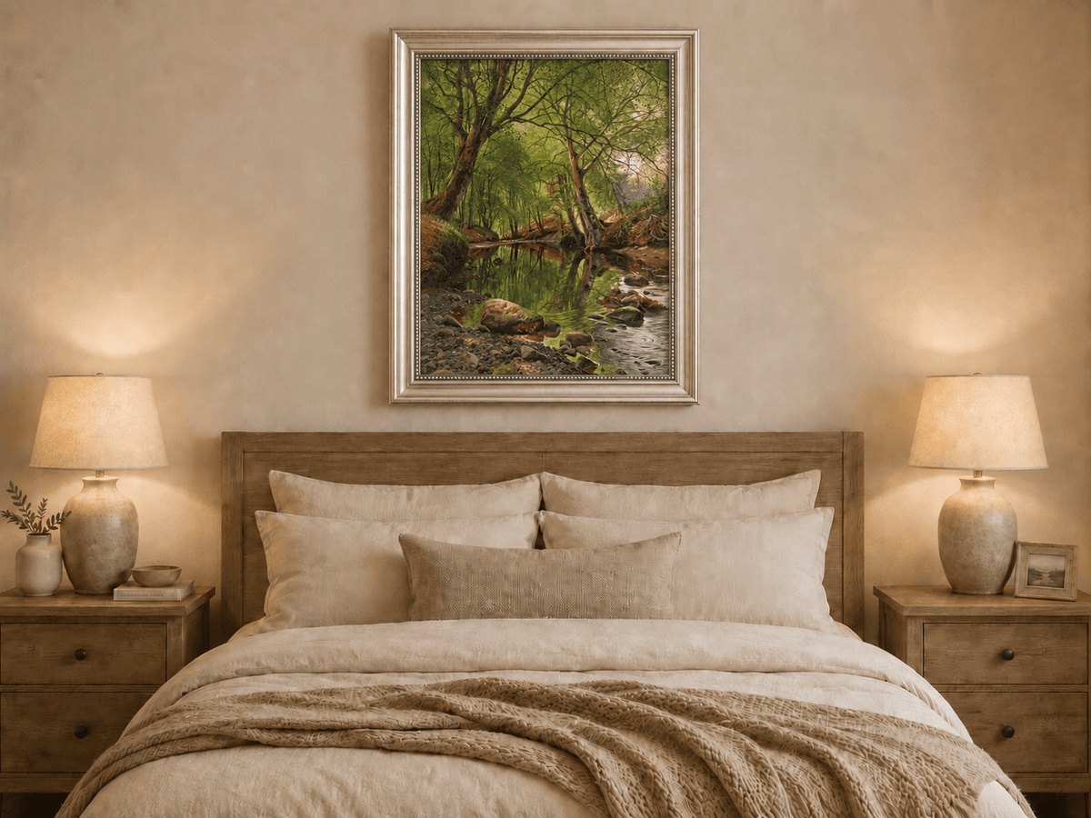 Peinture à l'huile de paysage - Peinture à l'huile de paysage de ruisseau forestier
