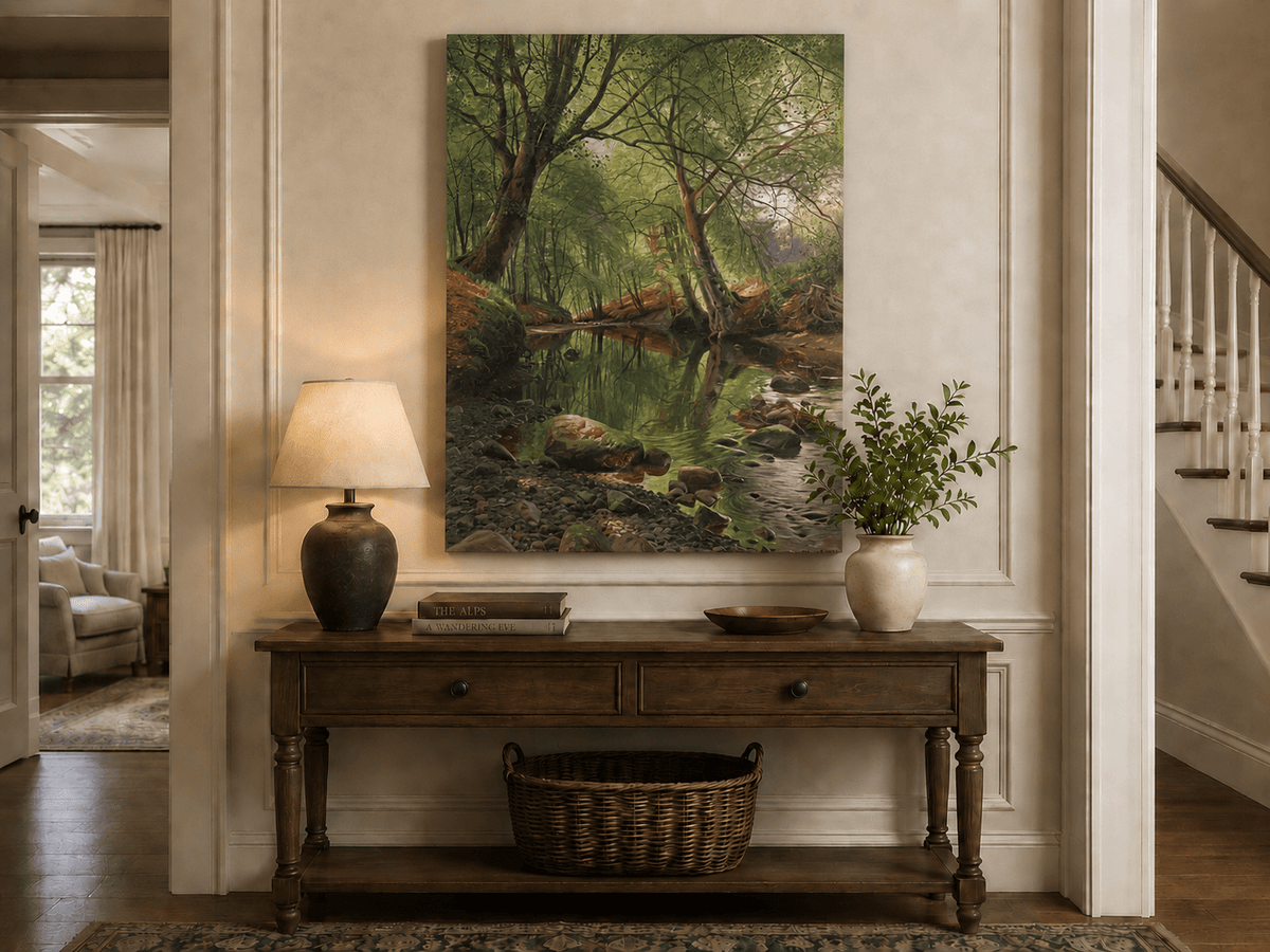 Peinture à l'huile de paysage - Peinture à l'huile de paysage de ruisseau forestier