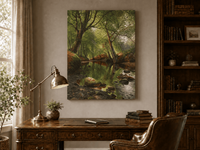 Peinture à l'huile de paysage - Peinture à l'huile de paysage de ruisseau forestier
